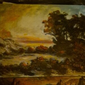 Golden Sunset Landscape Art by
